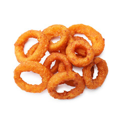Fried squid rings isolated on white, top view