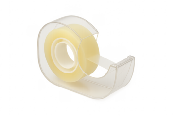 Roll of clear adhesive tape dispenser on transparent background