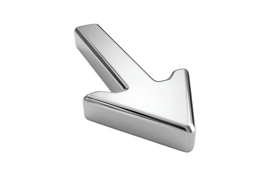 A silver arrow pointing down - Powered by Adobe