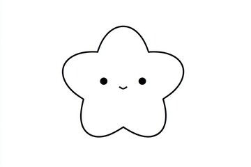 Fototapeta premium Cute smiling star with simple black outline on white background