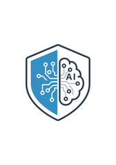 AI Security Shield with Circuit Brain Icon.
