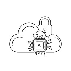 Artificial Intelligence Cloud Security Technology Icon.