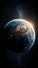 Obraz premium Earthrise: A Celestial Tapestry of Light and Shadow