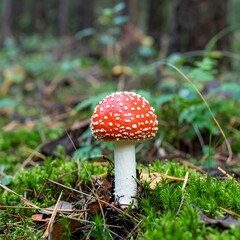 Poisonous mushroom in forest