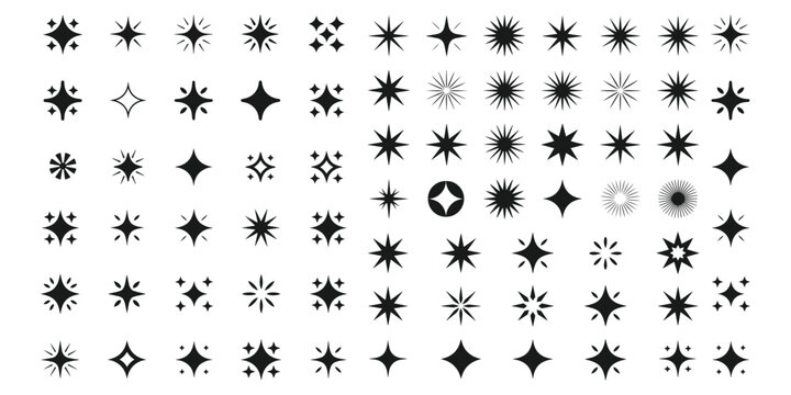 sparkle star icon, star sparkle vectors, Shining sparkle icon, Blink twinkle, sunburst star shapes collection. Abstract magic light flare, vector stars icon