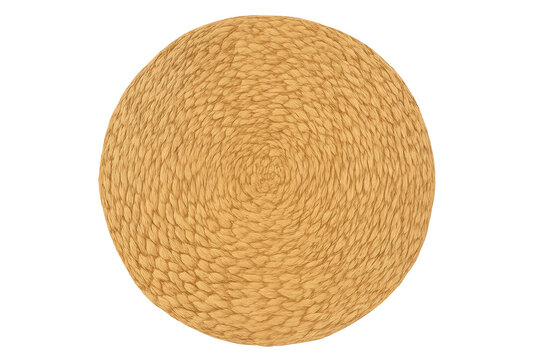 Round woven straw placemat with transparent background, showing intricate weaving pattern - Powered by Adobe