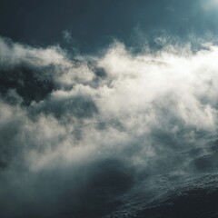 A serene landscape shrouded in advection fog and cool colors.