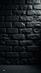 Rough-textured black brick wall, deep shadows , backdrop, architecture, graphic