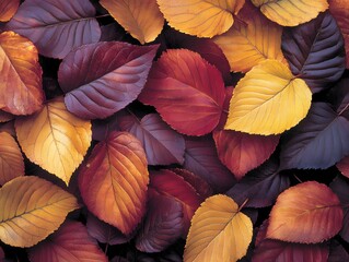 Fototapeta premium Vibrant Autumn Leaves Background Colorful Fall Foliage Texture