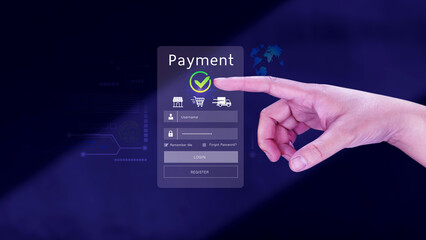 Digital online payment concept, Business with online payment and shopping online payment, banking, Online Money Transfer Confirmed, Concept online banking, payment transfer.
