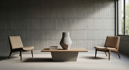 Minimalist Living Room with Modern Furniture, Natural Light, and Serene Atmosphere.