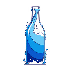 Minimalist Water Bottle Splash Vector Illustration