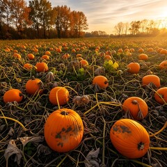 Autumn Pumpkin Patch Field.