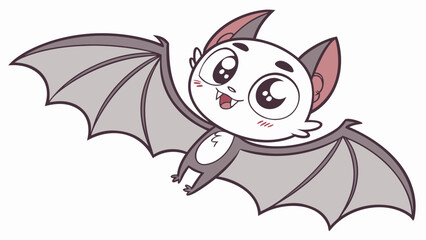 Cute cartoon bat vector illustration for halloween designs and animation projects, flying bat drawing art