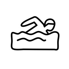 Outline Simple Handdrawn Swimmer In The Water Recreation Activity Icon