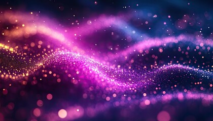 Obraz premium Abstract background with shimmering gold and pink glittering particles. Ideal for a magical, dreamy effect to boost your digital artwork.