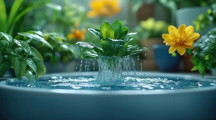 Close-up of kitchen faucet with water droplets above shiny clean sink