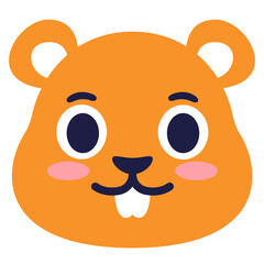 Cute Hamster Flat icon in cartoon plastic style minimal isolated on transparent white background	