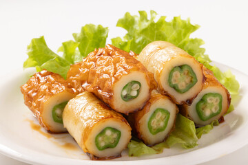 ちくわ　オクラ詰め焼き