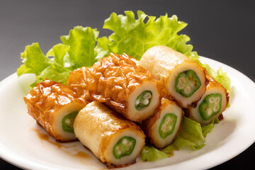 ちくわ　オクラ詰め焼き