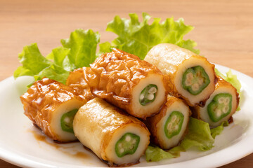 ちくわ　オクラ詰め焼き