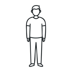 Obraz premium Standing male figure illustration minimalist style graphic design digital art front view character concept. Vector outline illustration