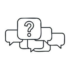 Fototapeta premium Interactive q&a session online platform social engagement virtual environment user perspective enhancing communication skills. Vector outline illustration