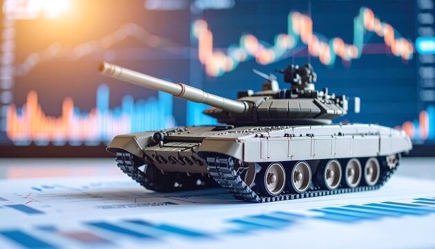 Tank model with financial charts. (2) - Powered by Adobe