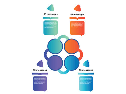 Modern infographic template with human head shapes, speech bubbles, and digital technology elements. Gradient vector design in blue, green, purple, and orange colors. Perfect for business dfdfd