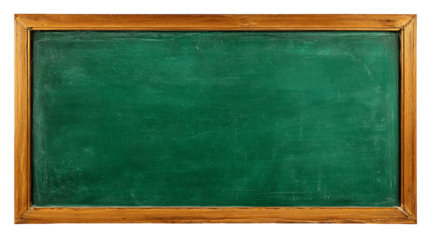 Empty Green Chalkboard With Wooden Frame On Transparent Background, PNG