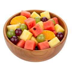fruit salad isolated on white or a transparent background, PNG format.