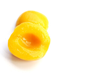 Peach halves in syrup. Fruity desserts