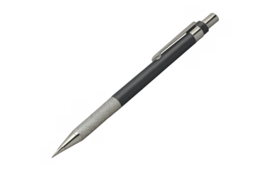 Mechanical pencil pointing down on transparent background