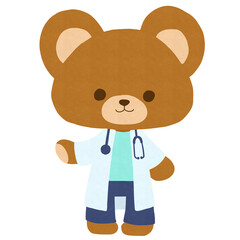 白衣を着たクマのイラスト