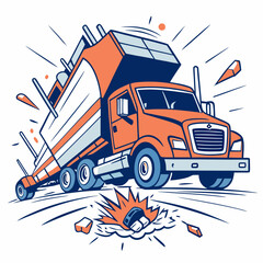 truck on the road crash