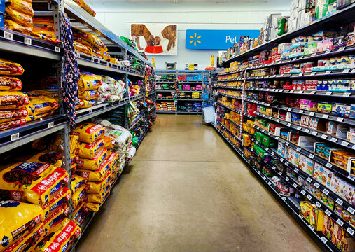 Walmart store pet care products, VA, USA