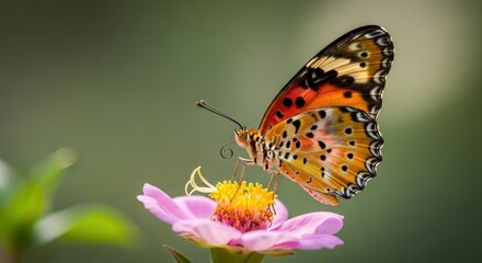 Butterfly on pink flower