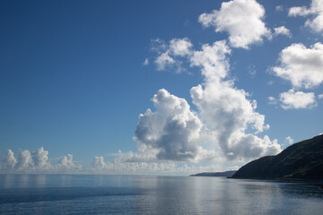 Obraz premium 朝の爽やかな空気に包まれた、奄美大島の夏の海。