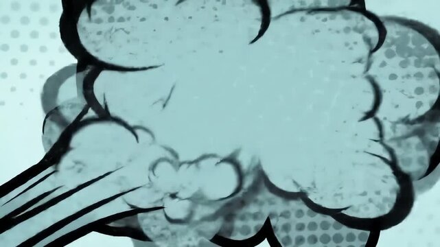 Animated Explosion Effect of Cartoon Style Cloud with Smoke in Motion
