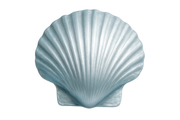 Silver metallic scallop seashell gleaming against transparent backdrop, highlighting marine elegance and summer design potential
