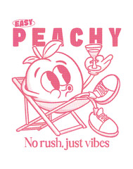 Obraz premium Easy Peachy – No Rush, Just Vibes Retro Cartoon Design