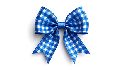 Blue Gingham Bow with Gift Ribbon.