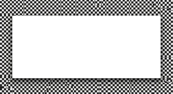 Modern checkered frame with central white space for presentation