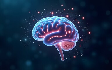 Human brain floating of information. concepts of Big Data and artificial intelligence. High quality