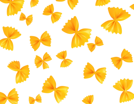 A repeating pattern of bow-tie pasta on black