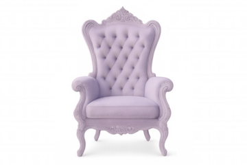 Luxurious purple baroque armchair isolated on transparent background, perfect for interior design or historical projects