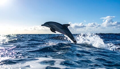 Fototapeta premium Dolphin leaps in ocean air