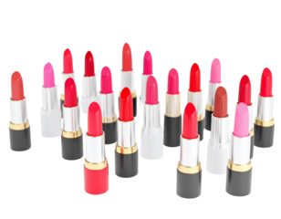 Lipstick assortment on black. For beauty blogs, sale banners, makeup tutorials or advertising