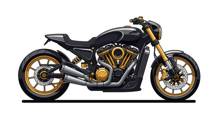 Obraz premium Artistic Motorcycle Illustration with Detailed Engine and Elegant Design