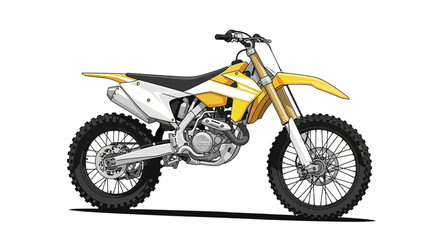 Obraz premium Depiction of a yellow dirt bike isolated on a clean white background